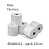 Rolo Papel Termico 80x80x11 Pack 10 unid - 2650238